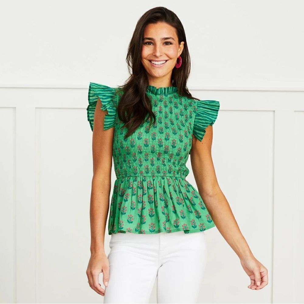 Printfresh In Bloom High Priority Blouse in Clover Green NWT - Picture 3 of 16